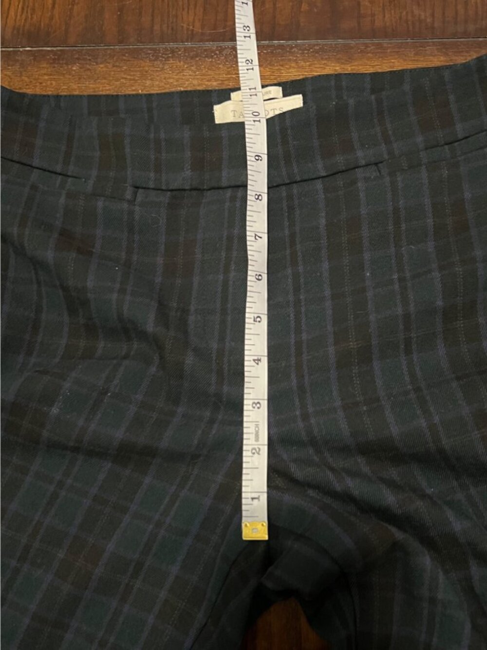 Talbots Signature Green Plaid Flat Front Pants Tartan Holiday 6 Straight Leg - Picture 6 of 8